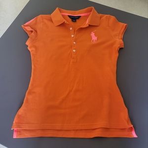 Women’s Ralph Lauren Big Pony Polo Shirt Orange XS